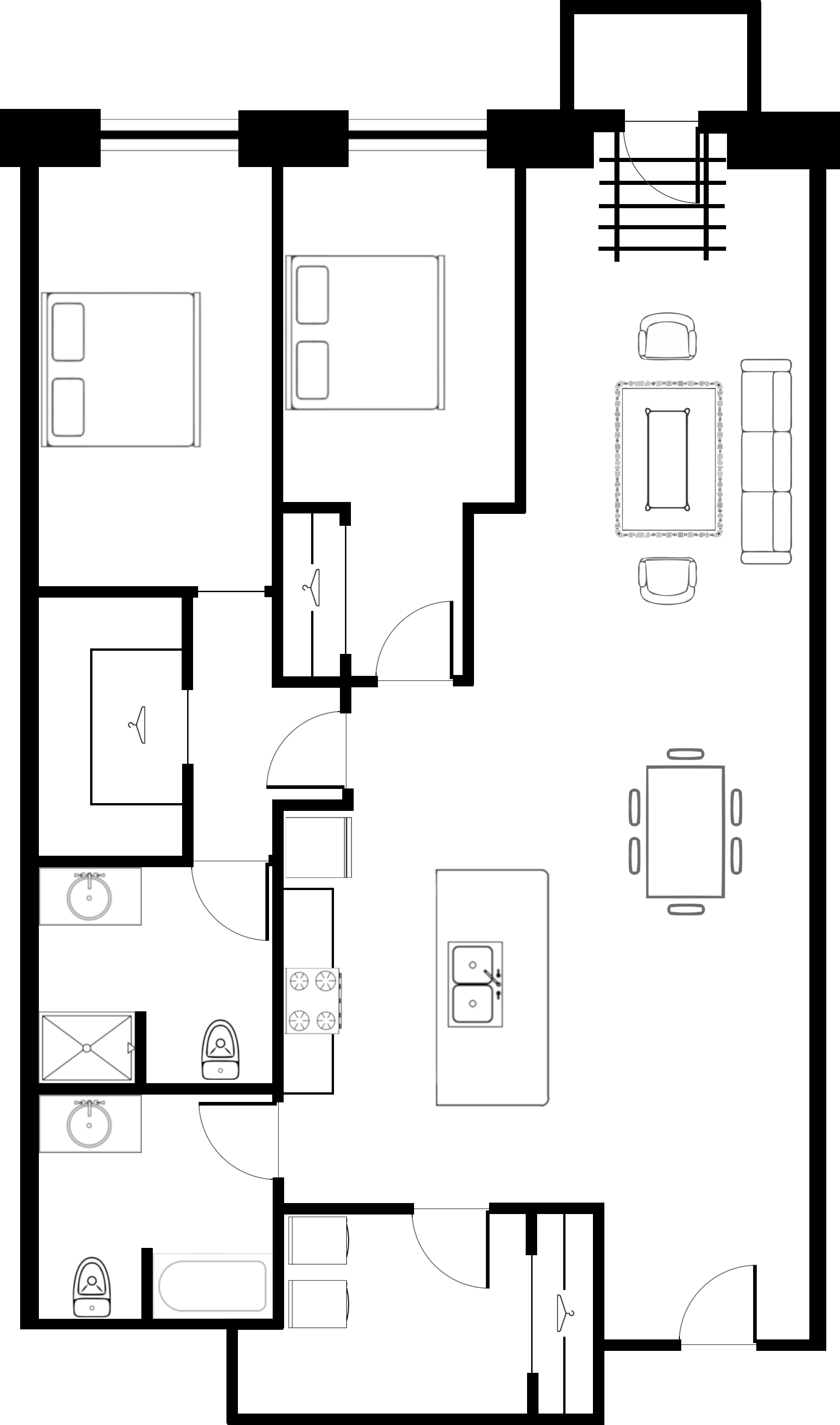 Floor plan for 2 beds, 2 baths, 1630 sqft